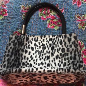 Vintage Esprit Furry Snow Leopard Handbag